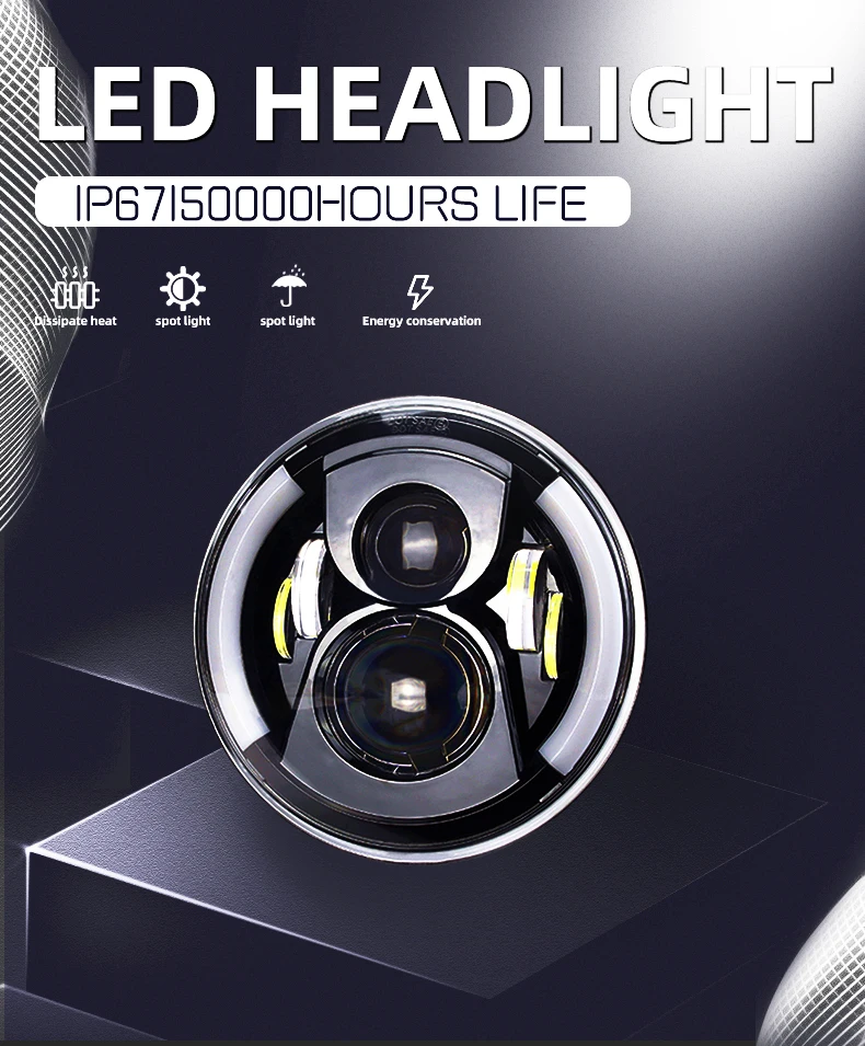 product tiypeor universal 7inch round motorcycle drl led headlight super bright car auxiliary fog light-2