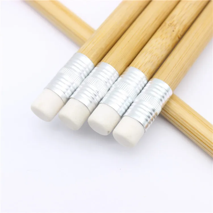 Customized logo eco friendly bamboo wood infinity inkless pen and pencil for students with cap and eraser