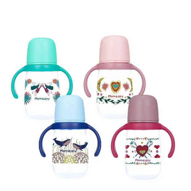 Hot Selling Custom  PP  Feeding Bottle BIG Capacity 15oz/450ML  Wide neck Feeding Bottle Milk Feeding Bottle with Handle