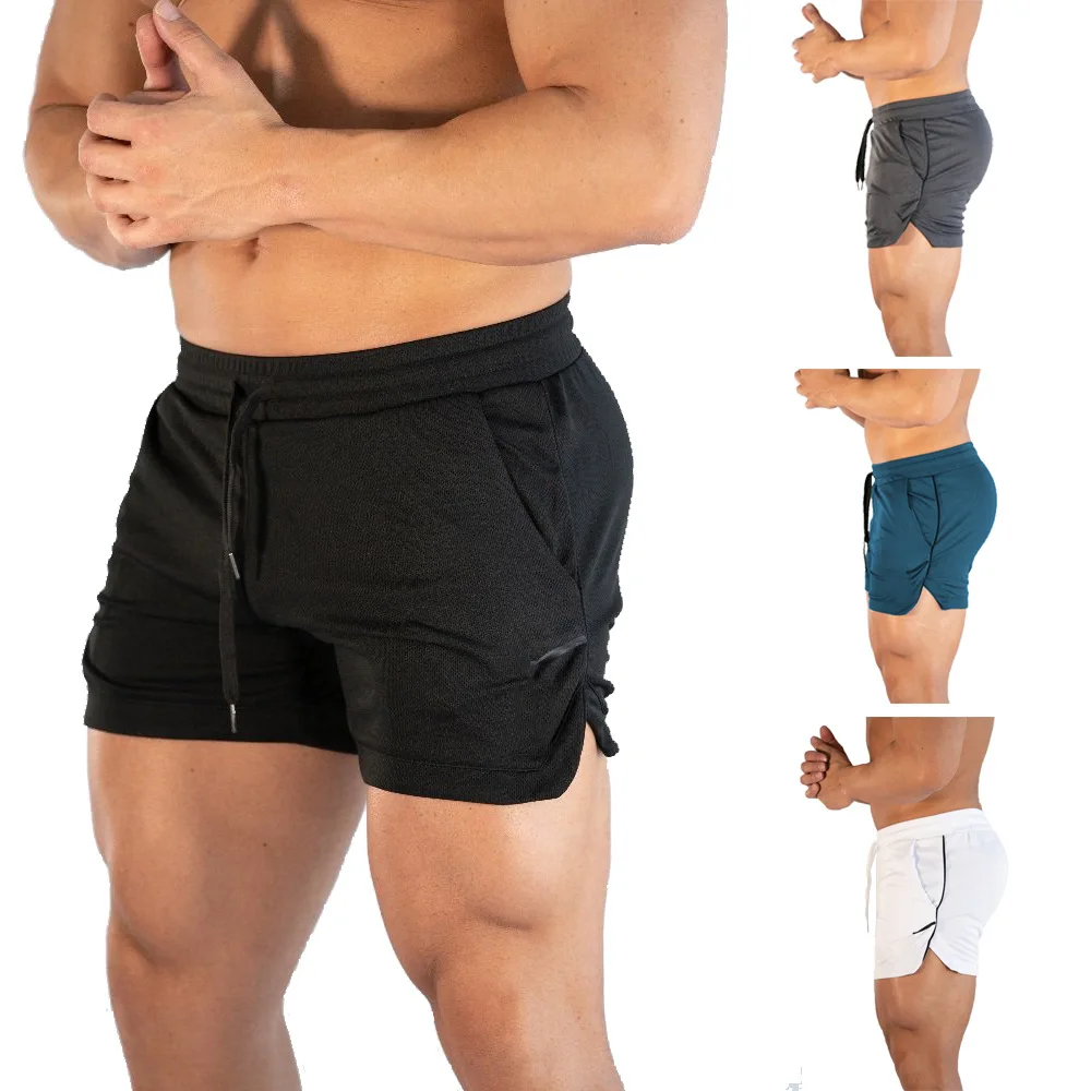 pantaloncini da palestra traspiranti ad asciugatura rapida con tasche da spiaggia da corsa in poliestere da allenamento407_voghion.com