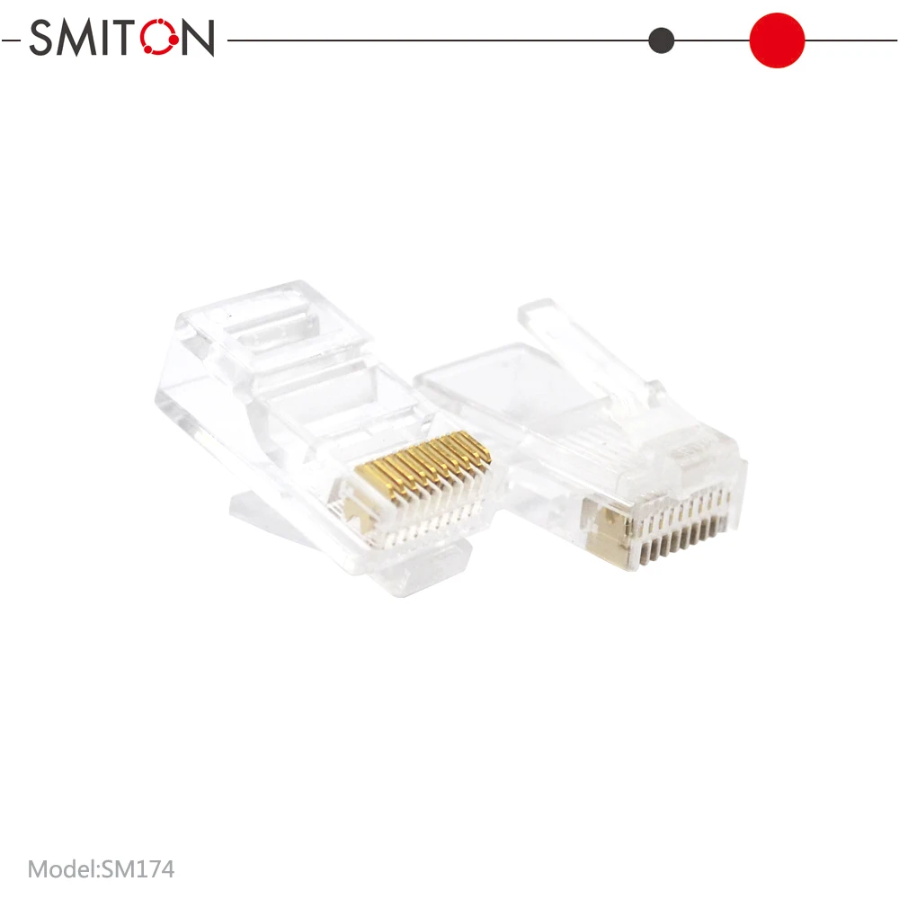 Utp Rj45 Modular Plug 10p10c 10pin Goldplated Transparent Male