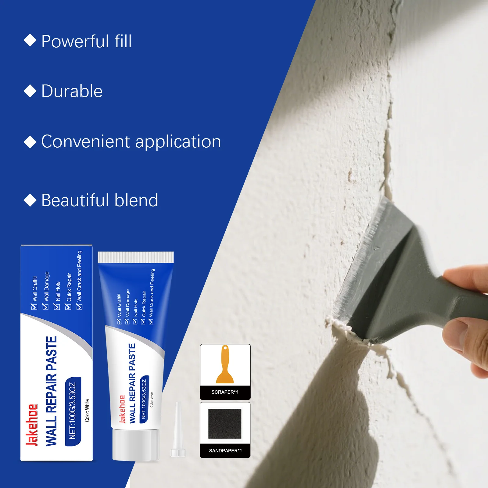 Wall Care Kit: Home Wall Stain and Graffiti Removal, Wall Paint Peeling and Crack Repair Paste
