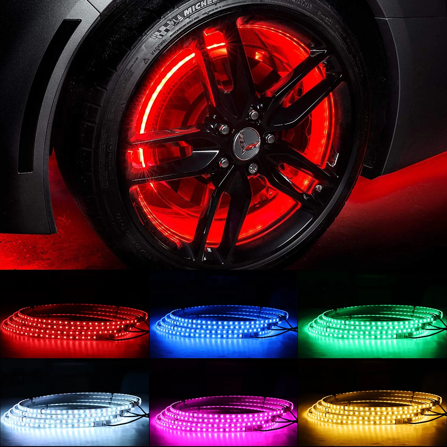 4PCS LED Wheel Ring Lights IP68 RGB Dream Color Chasing Series Blue-tooth Control