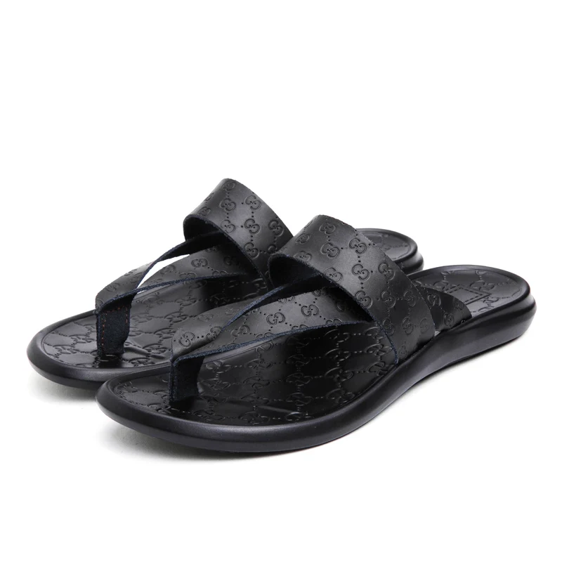 mens leather slippers with rubber soles