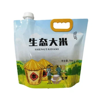 5L portable grain rice sauce oil syrup fruit jam gel Water Pouch gallon bag Liquid drink beverage big Spout plastic handle Bag