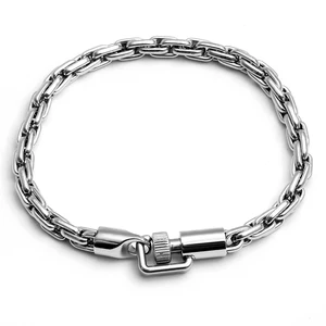 Men's Stainless Steel 6mm High Polished Chain Fashion Jewelry with Hook Closure Link Bracelet