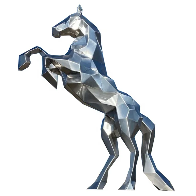 Outdoor fiberglass facet geometry horse sculpture animal crafts