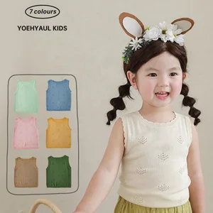 2023 Hot Selling Solid Color Tank Top Summer Baby Girls Casual Sleeveless High Quality Wholesale Pure Cotton Kids Girls Clothing