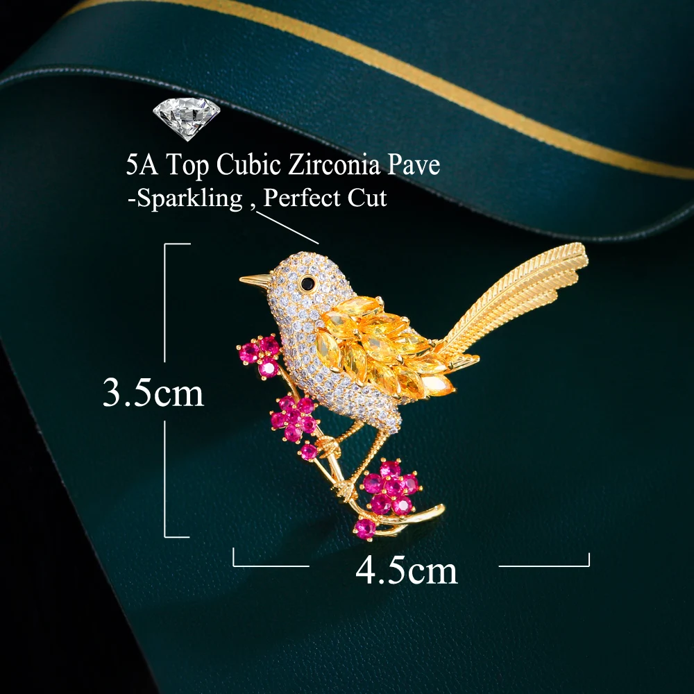 YOQUCOL Spilla A Fiore Con Foglie E Zirconia Cubica – Grande Spilla Da Bavero Donna, Colore Verde, 10x7 Cm