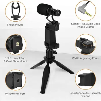 Comica CVM-VM10-K2 Smartphone Microphone with Tripod, Shotgun Video Mic for iPhone and Android Phone, Vlogging Kit for Youtube product image