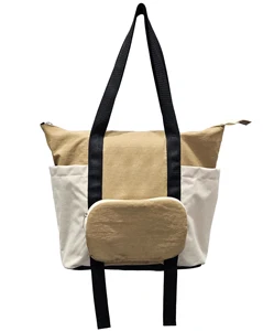 Recycle Large Size Customised Polyester Canvas Tote Bags with a Front Pocket Custom Logo OEM Brand Letter Pattern