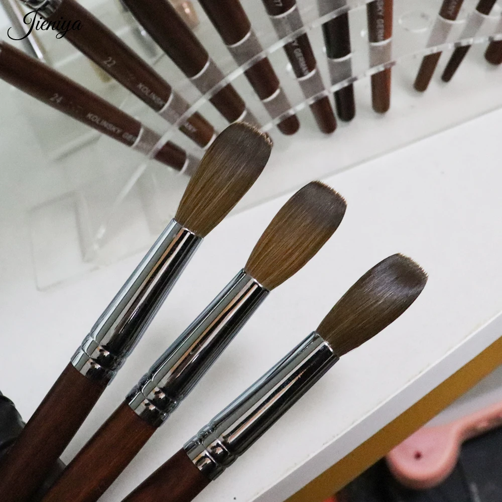 Кисть из 100% чистой колонки ручной работы плоские/круглые акриловые кисти для ногтей с индивидуальной ручкой