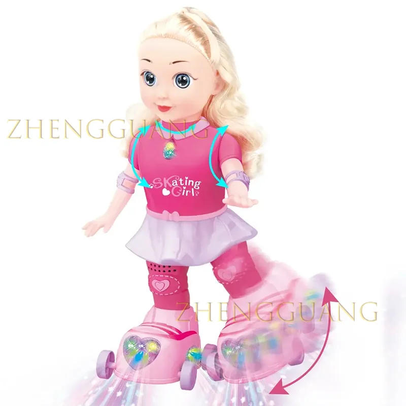 Zhengguang Toys Fashion Doll For Kids Skating Girl Toy With Light And