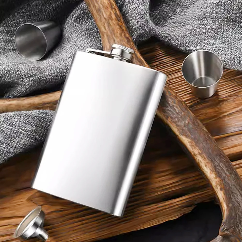 Custom Logo Leak Proof Metal Funnel Stainless Steel Hip Jars for Whiskey Wine Pot Pocket Portable Stainless Steel Hip Flask