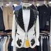 Blanco-3 piezas/set-Chaqueta + chaleco + pantalón