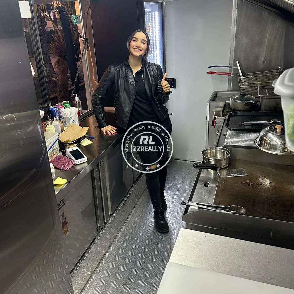 Customized Mobile Food Trailer with Kitchen Equipment Fast Food Truck Cart Europe Ice Cream Vending Van for Sale