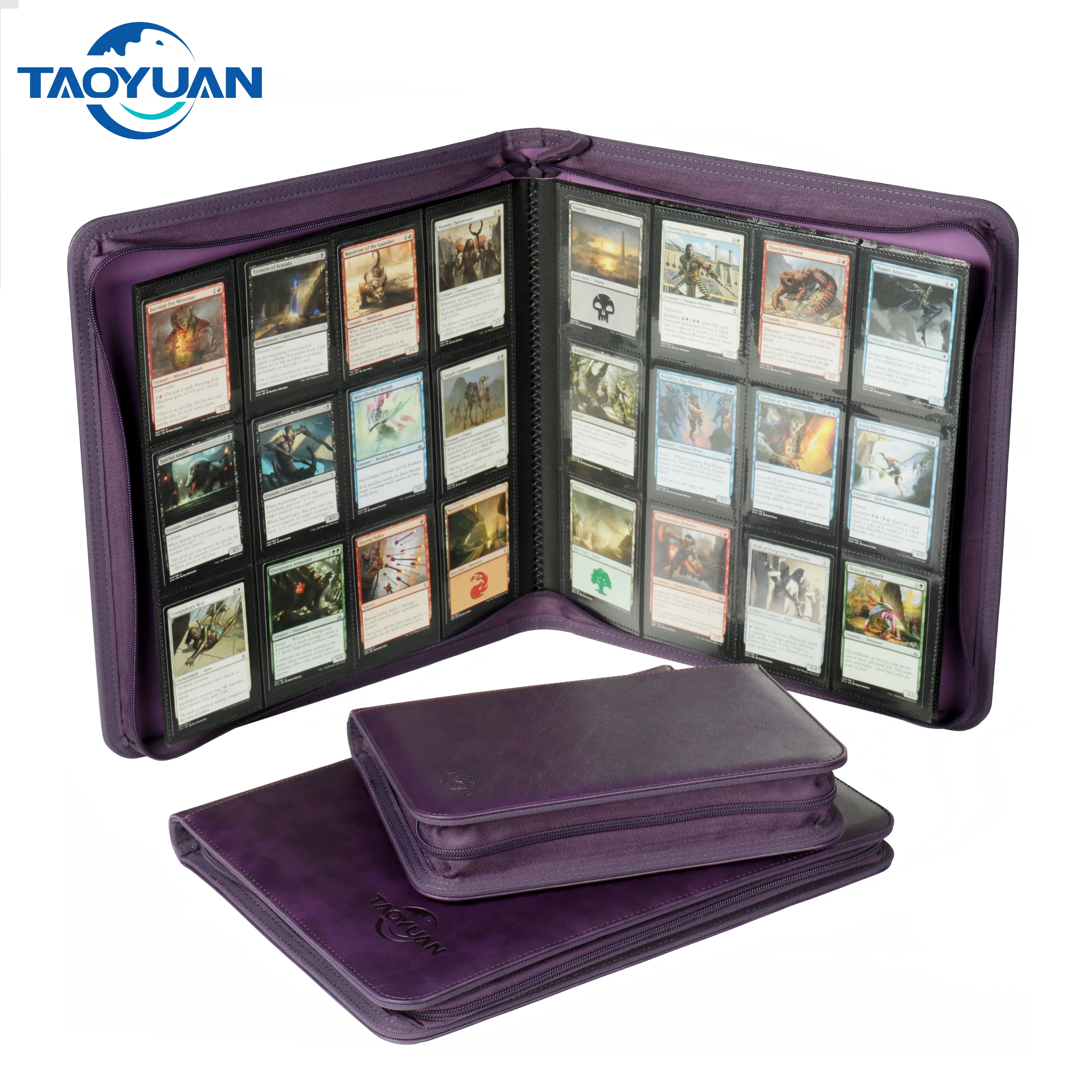 Bowen 12-Pocket Trading Card Binder Zippered Card Holder Album 480  Side-Loading Pocket Binder for Poke Mon Sports Cards