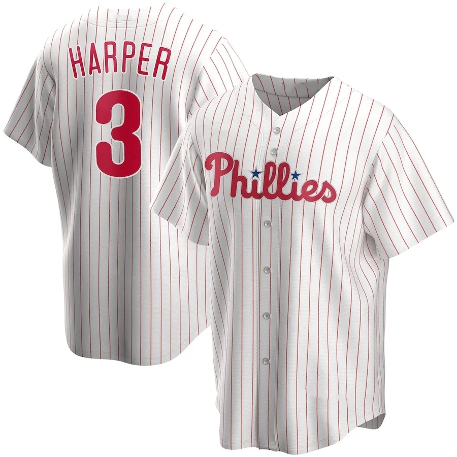 Wholesale Men's Philadelphia Phillie s Jersey Cheap White Stitched Uniform  #10 Realmuto #3 Harper Baseball Jersey From m.