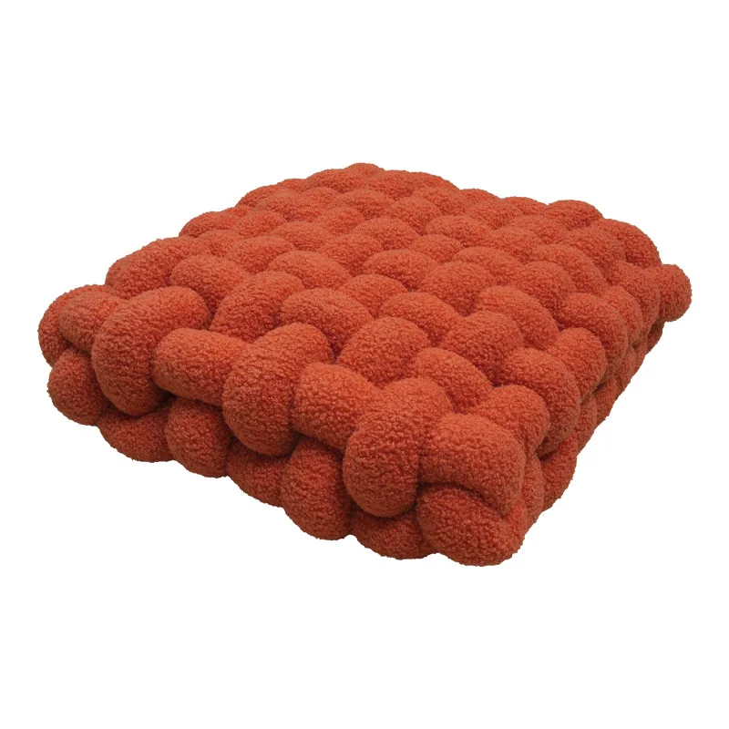 Lamb Wool Knitted Throw Pillow Square Woven Chair Cushion Simple Style Plush Decorative Sofa Seat Cushion&Pillow supplier