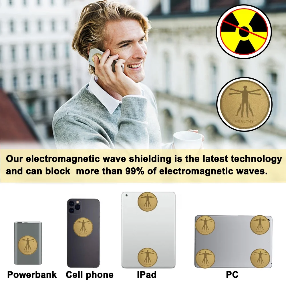 New 24K Gold EMF Protection Sticker Anti Radiation Against 5G Radiation Round Shiled Phone