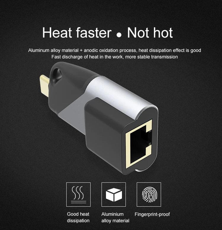 
Портативный Ethernet-адаптер 10M/100M/1000M USB Type-C Gigabit 