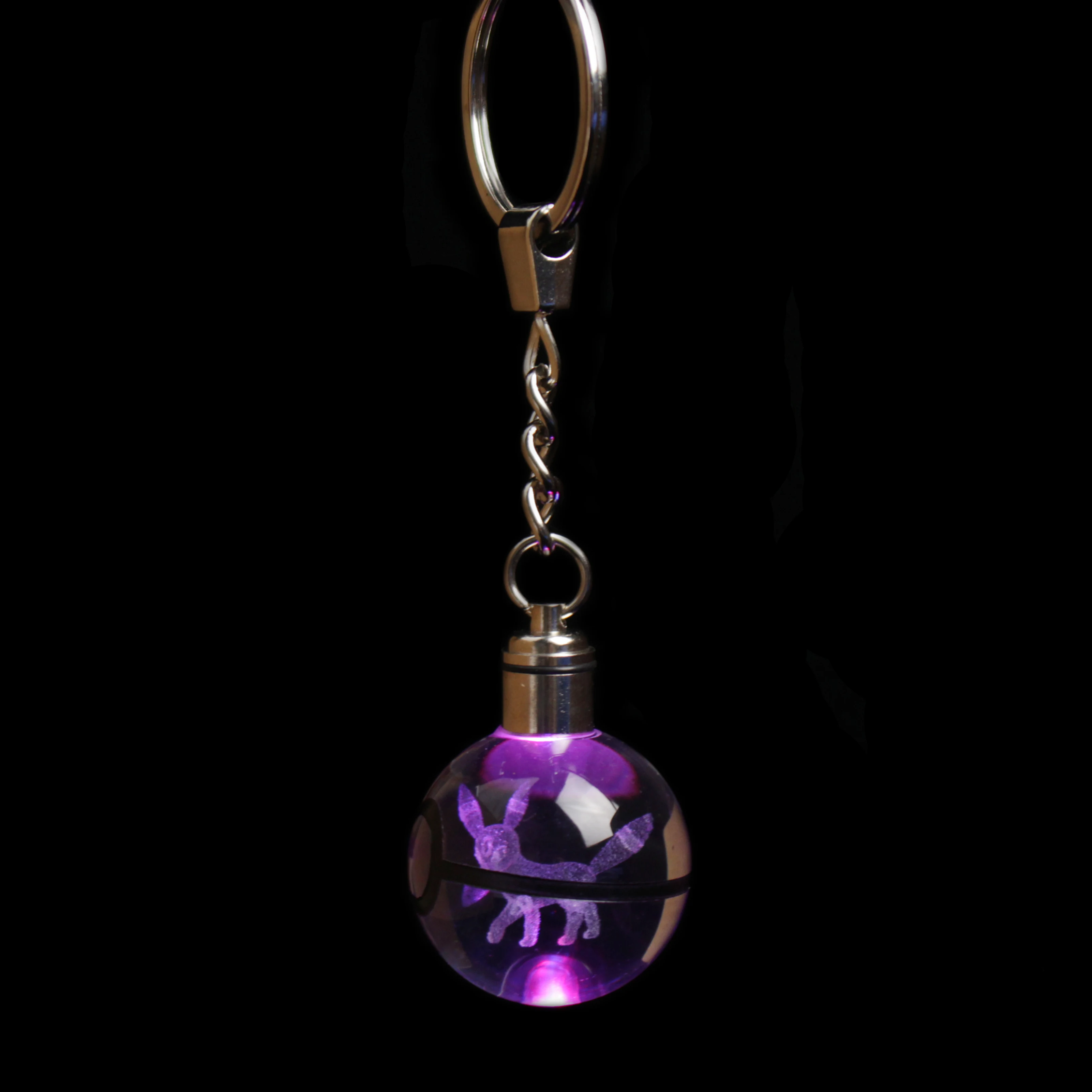 Crystal Glass Keychain with 3D Laser Pokemon Go Umbreon Dragonite Pokemon Ball Key Chain Wholesale