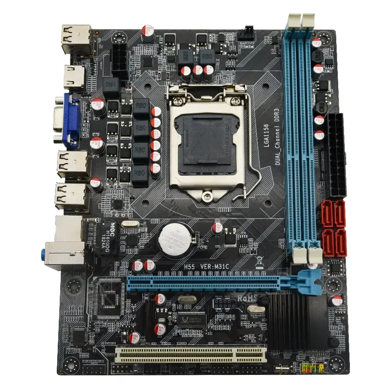 High Quality Cheap Price Placa Mae Lga1156 Motherboard I7 I5 I3 Max 16GB  Dual Channels H55 Motherboard for PC