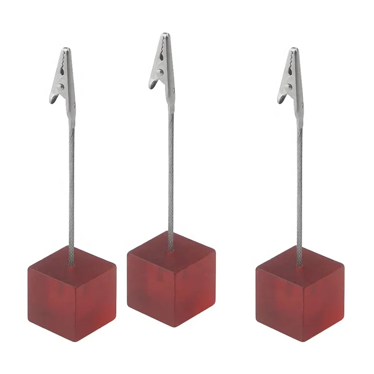 Cube Base Metal Memo Clip Holder with Alligator Clip Clasp for Displaying  Pictures Number Menu Name Card in Office Use