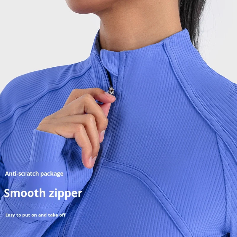 for Nine Quarter Sleeve Waist-Control Slimming Breathable Fitness Yoga Sports Jacket Wom detail