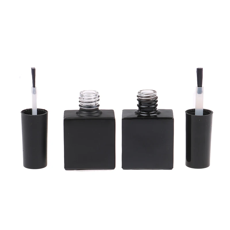 Manufacturers 10ml Flat Square Matte Glossy Black Empty Nail Polish Bottle for UV Gel Cosmetic Packaging Box