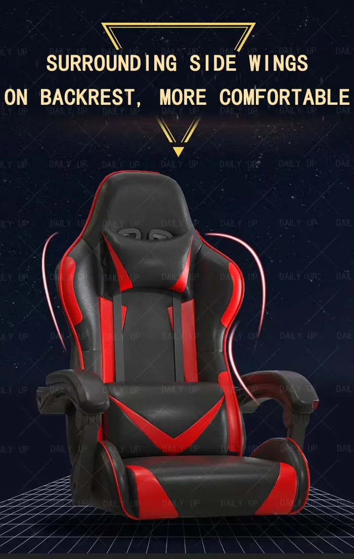 Swivel Adjustable Leather Gaming Chair With Headrest Faux Leather Silla Gaming Office Computer Racing Chair For E-Sport Gamers