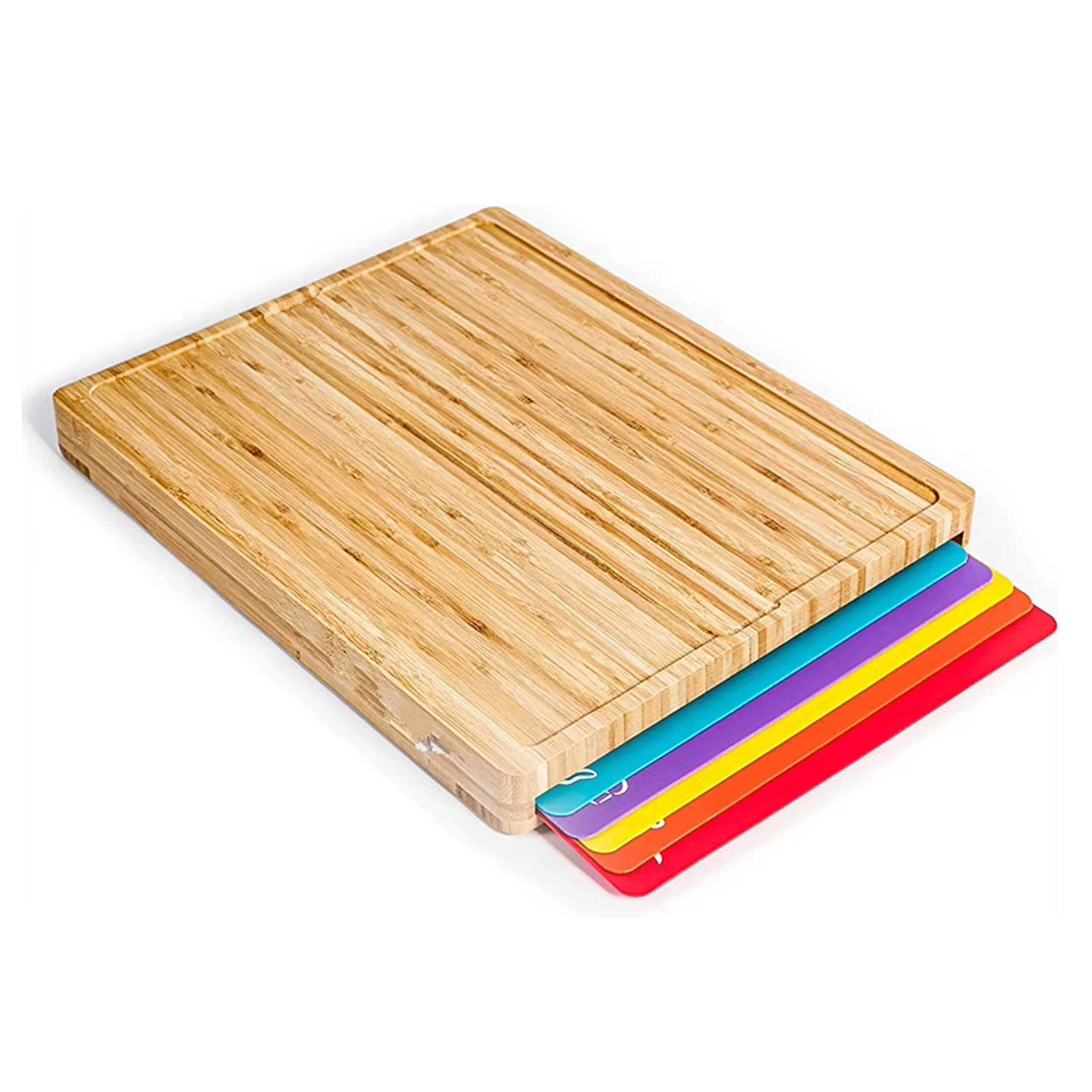 Modern Design Easy-to-Clean Bamboo Wood Cutting Board Set 5 Color-Coded Flexible Cutting Mats PC for Fruit Kitchenware Cutting