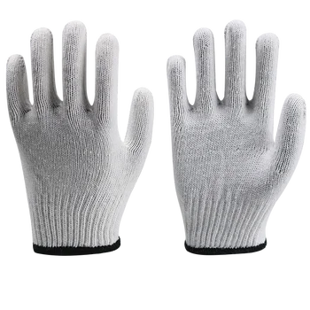 Labour White Cotton Knitted Safety Work Gloves High Quality Natural White Cotton Knitted Safety Working Gloves