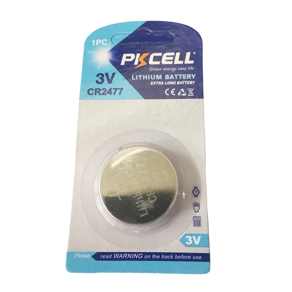 pkcell lithium coin cr2477 3v 900mAh small button battery inexpensive for consumer electronics