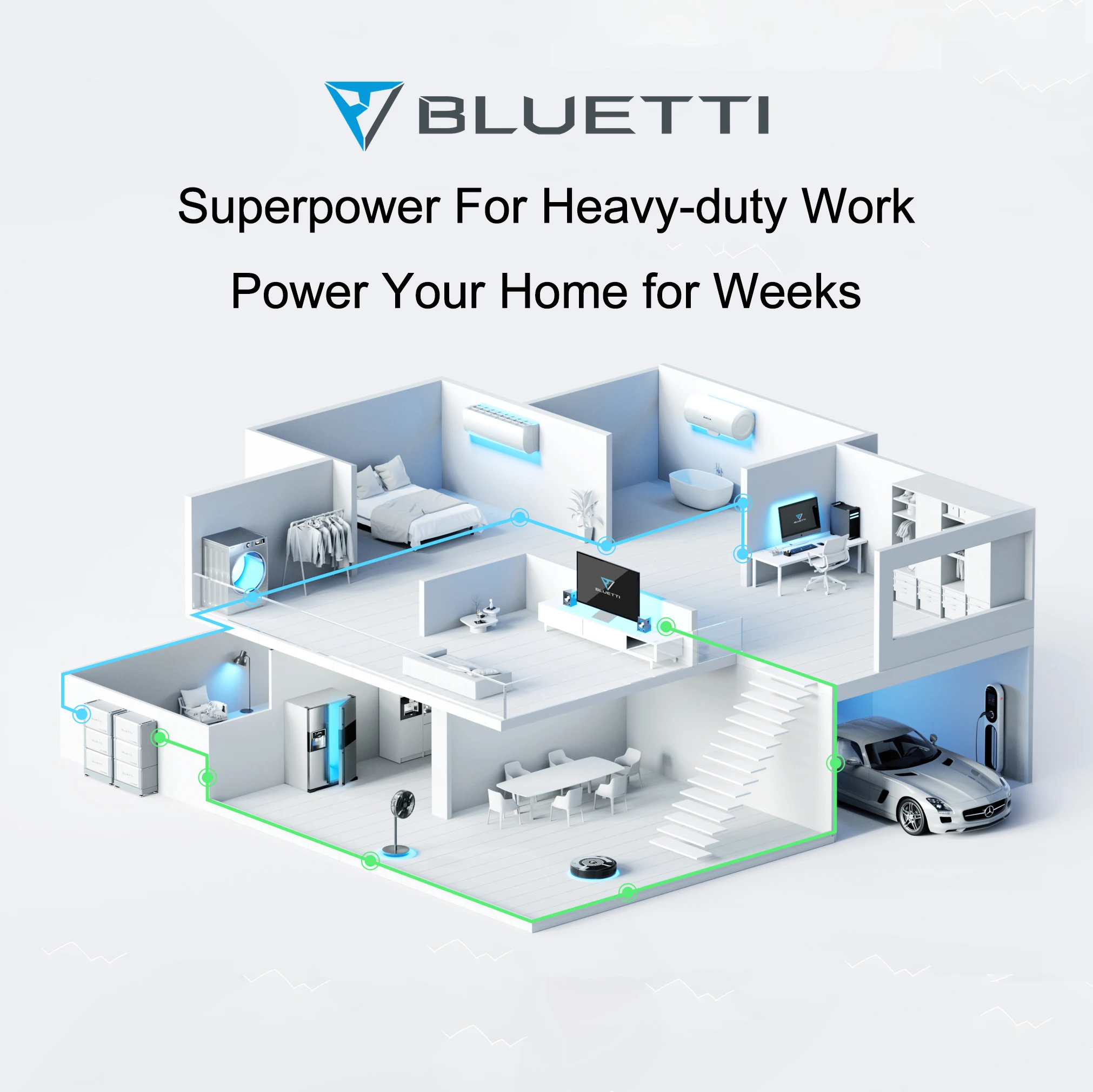 Bluetti Advanced 10KW Solar Energy System 5KW Lithium Solar Batteries 10 KVA Inverter Ground Mounting Power Storage System