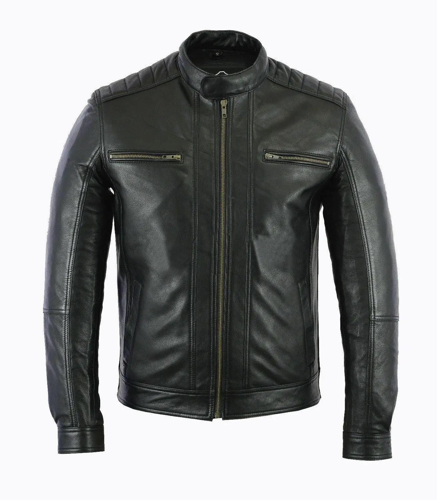 Custom Men's Fashion Black Real Leather Jacket For Men