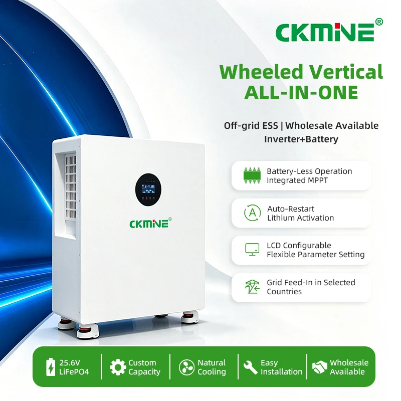 All in One Solar Inverter Energy Storage Kit 3.6kW 5kWh 25.6V 24V LiFePO4 Lithium Battery Complete Off Grid Solar System CKMINE