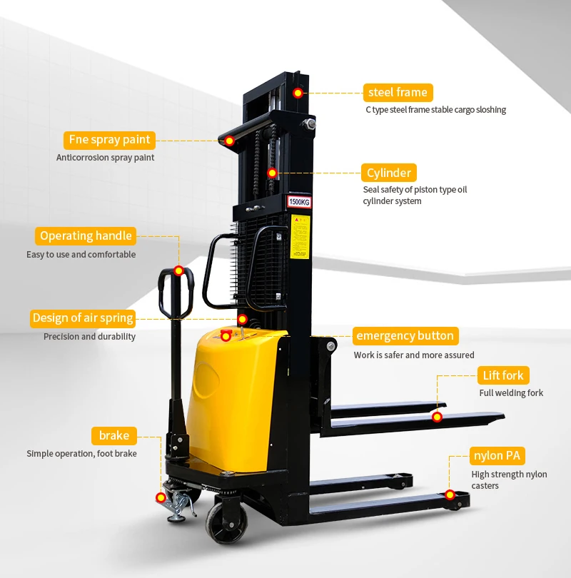 Hot Sale Full Electric Walking Stacker Pallet Forklift Full Electric ...