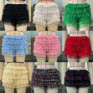 Viviblook C614PT Ruffle Hot Shorts High Waist Pants With Bow Ladies Sexy Y2K Girls Shorts for Women