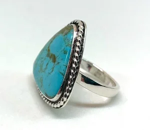 Wholesale Custom Turquoise Silver Jewelry Fashion Large Gemstone Ring