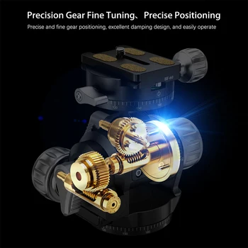 Head Rotating Tripod Head Pan Tilt Camera Mount Rotation Panoramic Geared Tripod Heads,10kg Load Capacity for DSLR BFC-01A+ detail image