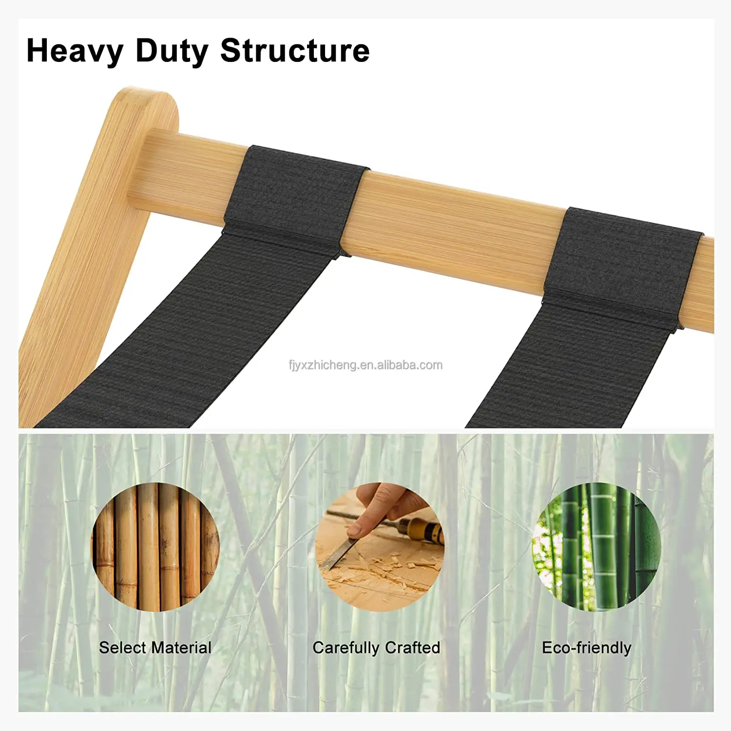 product fully assembled luggage rack for guest room bamboo suitcase stand with storage shelf folding luggage stand for hotel luggage-2