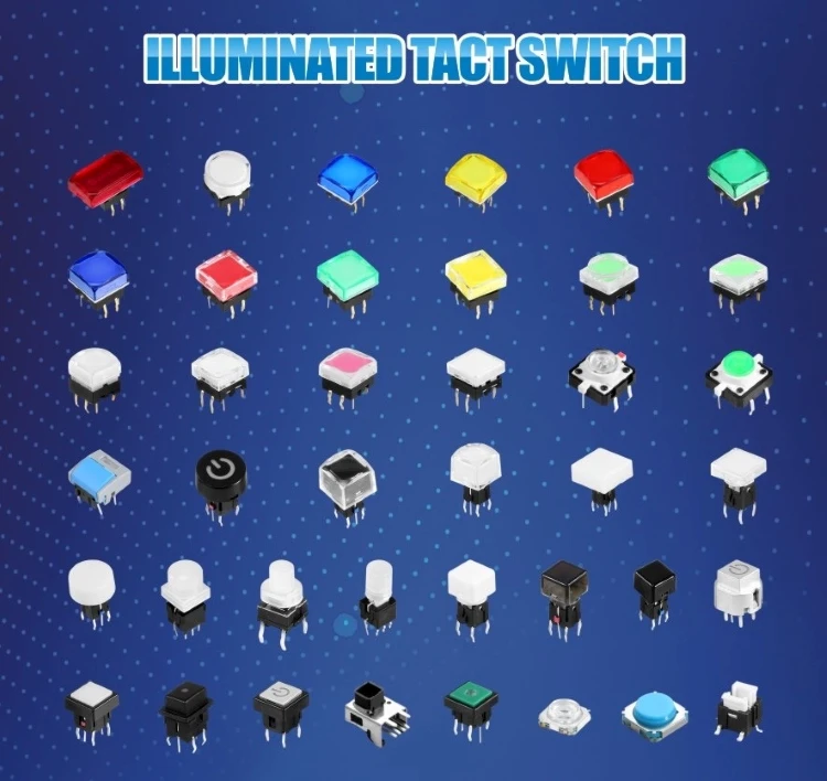 CHA C601A Series Black Bugle Form Framed Led Tact Switch 6x6mm Led ...