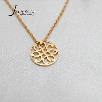 Stainless Steel Two Circle Pendant Gold Necklace For Women Fashion Jewelry