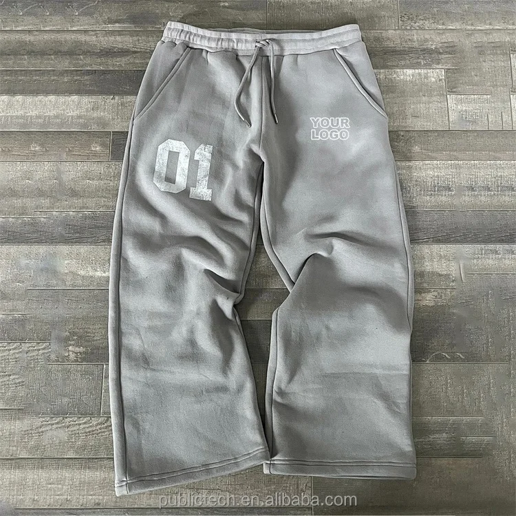 Manufacturer Wholesale Grey 400 Gsm Custom Print Logo Sweat Pants Baggy  Cotton Fleece Mens Sweatpants