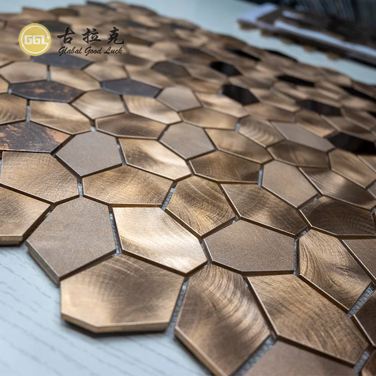 Antique Retro Bronze Metal Copper Tiles Mosaic Tile for High End Hotel Restaurant Wall Decoration manufacture