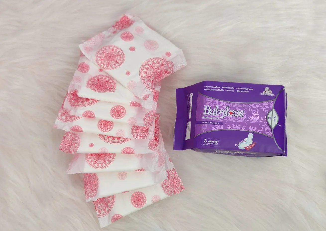 Waterproof Disposable Super Absorbent Menstrual Pads Overnight Sanitary Pads Made in China 100% Pure Cotton for Women and Girls details