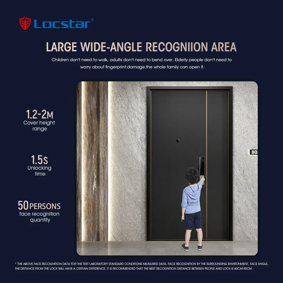 Locstar TTlock Face Scene Smart WiFi Digital Door Lock Code Card Smartphone Unlock Fingerprint Fully Automatic Smart Door Lock