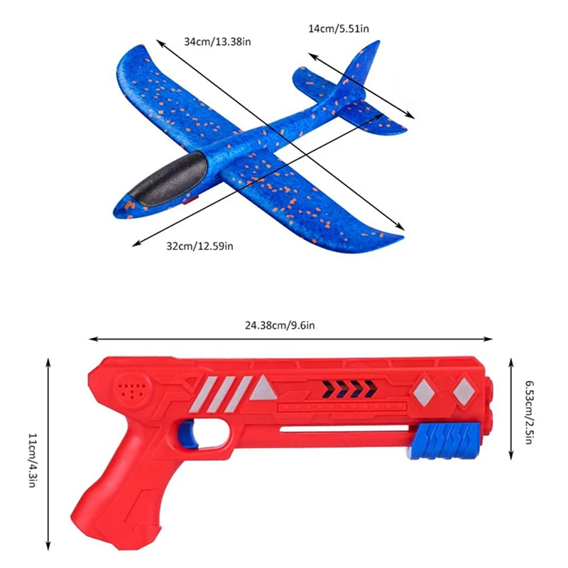 Outdoor Play Kids Glider Flight Flying Foam Airplane Shoot Gun Pistol ...