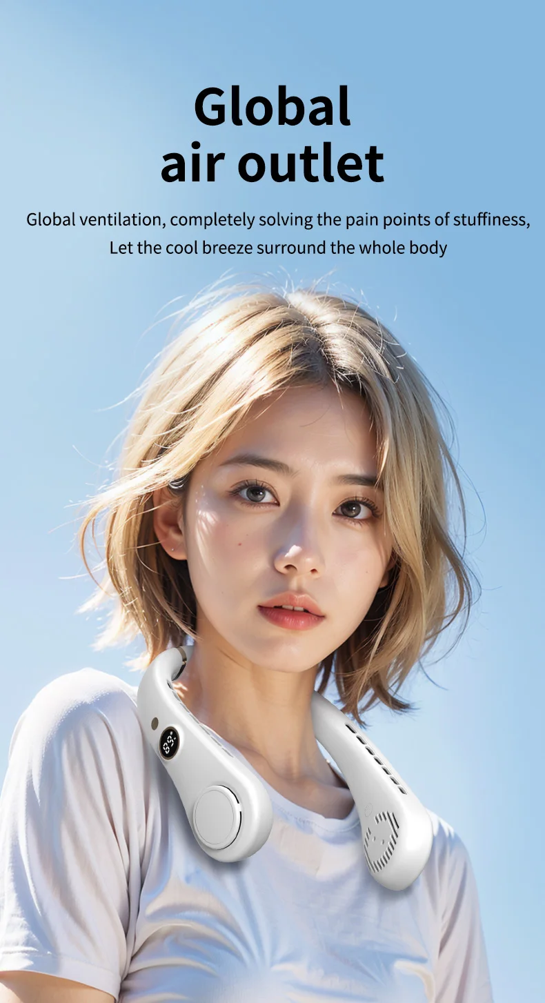 2025 Summer Portable Wearable Mini Portable Neck Fan USB Rechargeable Hands-Free Cooling Fan Air Conditioner Bladeless_voghion.com